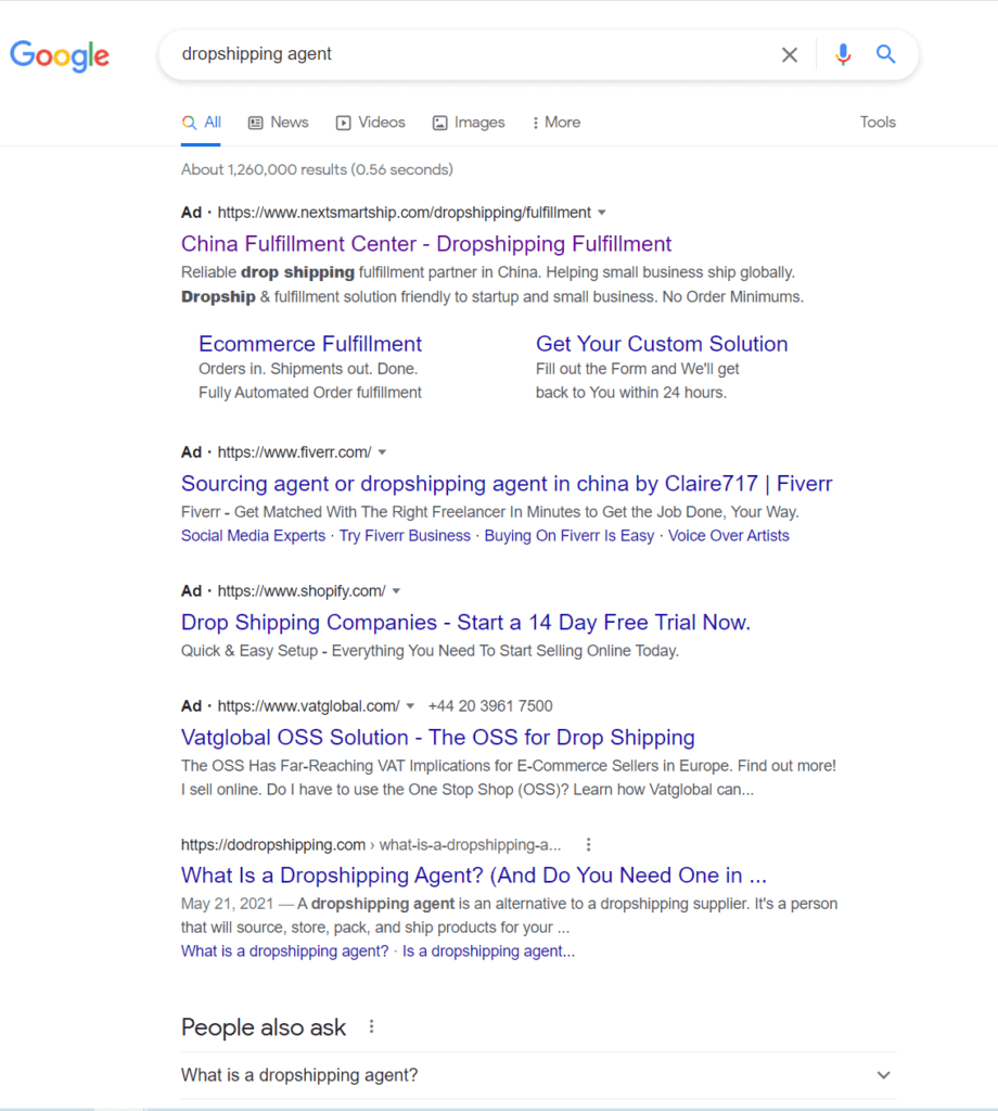How to find Reliable Private Dropshipping Agent? google search